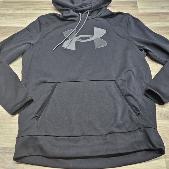 UNDER ARMOUR Boys Black Hooded Hoodie Sweatshirt Pullover Cold Gear Size Large - Picture 2 of 6